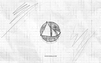 logo de croquis du projet solus, 4k, fond de papier à carreaux, linux, logo noir du projet solus, marques, projet solus linux, croquis de logo, logo du projet solus, dessin au crayon, projet solus