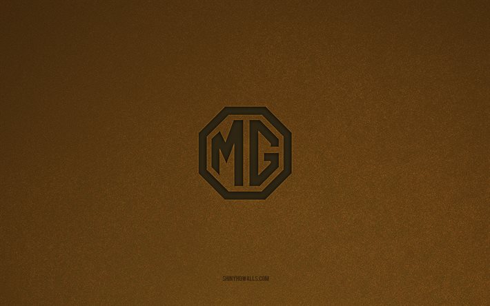 mg-logo, 4k, autologos, mg-emblem, braune steinstruktur, mg, beliebte automarken, mg-schild, brauner steinhintergrund
