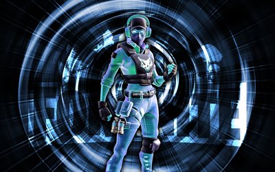 ponto de interrupção, 4k, fundo abstrato azul, fortnite, raios abstratos, pele de ponto de interrupção, skin ponto de interrupção fortnite, personagens de fortnite, ponto de interrupção fortnite