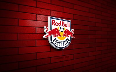 red bull bragantino 3d-logo, 4k, red brickwall, brasilianische serie a, fußball, brasilianischer fußballverein, red bull bragantino-logo, red bull bragantino-emblem, red bull bragantino, sportlogo, red bull bragantino fc
