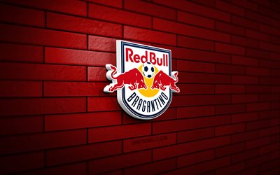 Red Bull Bragantino 3D logo, 4K, red brickwall, Brazilian Serie A, soccer, brazilian football club, Red Bull Bragantino logo, Red Bull Bragantino emblem, football, Red Bull Bragantino, sports logo, Red Bull Bragantino FC