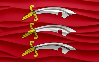 4k, flagge von essex, 3d-wellen-gipshintergrund, essex-flagge, 3d-wellen-textur, englische nationale symbole, tag von essex, grafschaft england, 3d-essex-flagge, essex, england