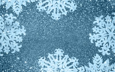 texture bleue d'hiver, fond bleu avec des flocons de neige, fond bleu de scintillement d'hiver, fond de flocons de neige, texture bleue de scintillement, fond d'hiver