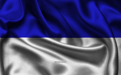 Reims flag, 4K, French cities, satin flags, Day of Reims, flag of Reims, wavy satin flags, cities of France, Reims, France