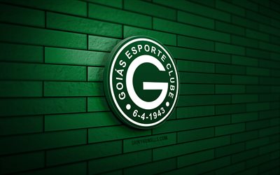 goias ec 3d ロゴ, 4k, 緑のブリックウォール, ブラジルのセリエ a, サッカー, ブラジルのサッカークラブ, goias ec ロゴ, ゴイアス ec エンブレム, フットボール, ゴイアス ec, スポーツのロゴ, ゴイアスfc