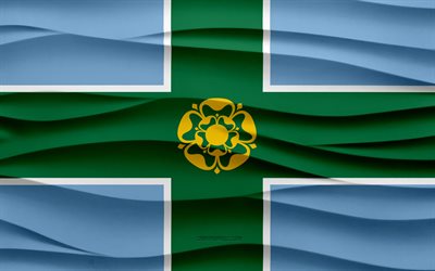 4k, drapeau du derbyshire, 3d vagues fond de plâtre, derbyshire drapeau, 3d vagues texture, anglais symboles nationaux, jour du derbyshire, comté d'angleterre, 3d derbyshire drapeau, derbyshire, angleterre