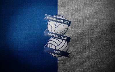 バーミンガム・シティfcのバッジ, 4k, 青白い布の背景, eflチャンピオンシップ, バーミンガム・シティfcのロゴ, バーミンガム・シティfcのエンブレム, スポーツのロゴ, イングランドのサッカークラブ, バーミンガム市, サッカー, フットボール, バーミンガム・シティfc