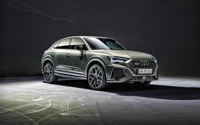 2023, Audi RS Q3 Sportback, 10 Years Edition, 4k, front view, exterior, green crossover, green RS Q3 Sportback, German cars, Audi
