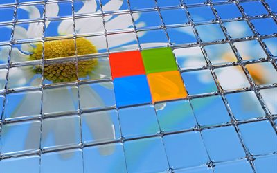 Windows 11 logo, 4k, glass texture, Windows glass logo, Windows 3d emblem, creative 3d art, 3d Windows glass logo, Windows