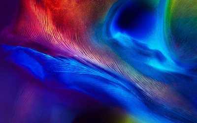 موجات مجردة ملونة, 4k, خلفيات ملونة, منحنيات ملونة, الخلفيات المتموجة الملونة, الهندسة, موجات ثلاثية الأبعاد, المنحنيات, موجات مجردة