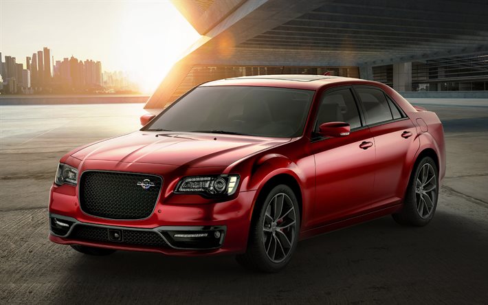 2023, Chrysler 300C, 4k, front view, exterior, red sedan, red Chrysler 300C, new 300C 2023, american cars, Chrysler
