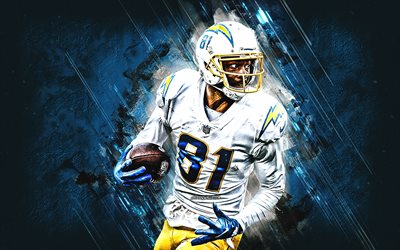Mike Williams, Los Angeles Chargers, NFL, american football, National Football League, USA, blue stone background