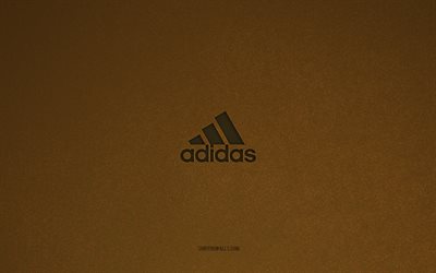Adidas logo, 4k, manufacturers logos, Adidas emblem, brown stone texture, Adidas, popular brands, Adidas sign, brown stone background