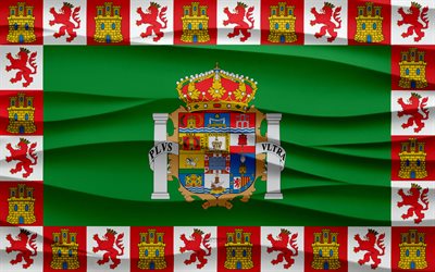 4k, bandera de cádiz, fondo de yeso de ondas 3d, textura de ondas 3d, símbolos nacionales españoles, día de cádiz, provincias españolas, bandera de cádiz 3d, cádiz, españa