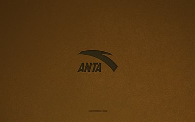 アンタのロゴ, 4k, メーカーのロゴ, アンタの紋章, 茶色の石のテクスチャ, アンタ, 人気ブランド, アンタサイン, 茶色の石の背景