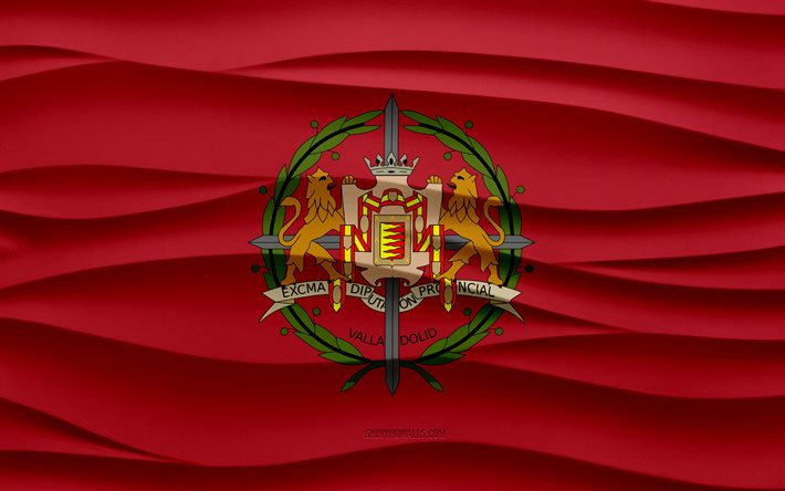 4k, バリャドリッドの旗, 3d wavesプラスターの背景, バラドリッドフラグ, 3dウェーブテクスチャ, スペインの国民のシンボル, バリャドリッドの日, スペインの州, 3dバラドリッドフラグ, バラドリッド, スペイン
