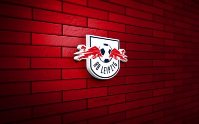 rb leipzig 3d logo, 4k, kırmızı brickwall, bundesliga, futbol, ​​alman futbol kulübü, rb leipzig logo, rb leipzig amblemi, ​​rb leipzig, spor logosu, rb leipzig fc