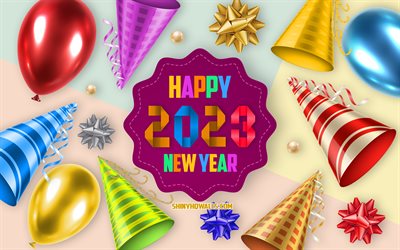 Happy New Year 2023, festive background, 2023 concepts, 2023 Happy New Year, Festive accessories background, 2023 background, 2023 New Year, 2023 greeting card