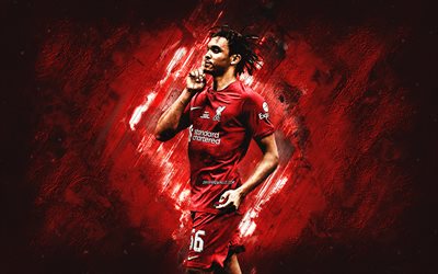 Trent Alexander-Arnold, Liverpool FC, english football player, red stone background, football, premier league, england