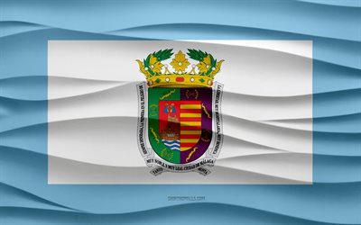 4k, bandeira de málaga, junta de gesso em ondas 3d, textura de ondas 3d, símbolos nacionais espanhóis, dia de málaga, províncias espanholas, bandeira 3d málaga, málaga, espanha