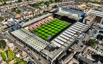 4k, Vicarage Road, aerial view, Watford FC stadium, football stadium, Watford, England, EFL Championship, Watford FC, football