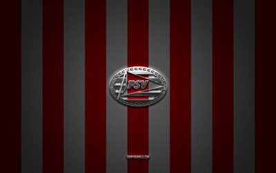 logotipo de psv, club de fútbol holandés, eredivisie, fondo de carbono blanco rojo, emblema de psv, fútbol, ​​psv, países bajos, psv silver metal logotipo, psv eindhoven