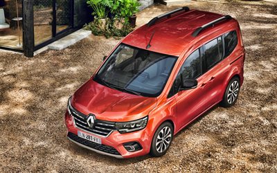 2022, Renault Kangoo, top view, exterior, minivan, orange Renault Kangoo, new Kangoo 2023, French cars, Renault