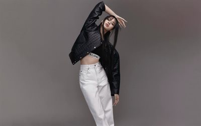 Lalisa Manoban, South Korean rapper, Lisa, Blackpink, YG Family, Pranpriya Manoban, black leather jacket, photoshoot, South Korean star, K-pop