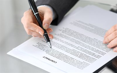 la signature du contrat, 4k, les gens d'affaires, contrat, concepts d'entreprise, contrat de travail, signature, contrat sur la table