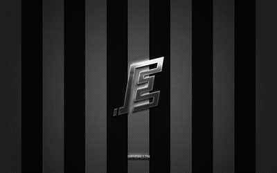 hc karlovy vary-logo, american-football-team, ncaa, schwarz-weißer kohlenstoffhintergrund, hc karlovy vary-emblem, fußball, hc karlovy vary, usa, hc karlovy vary-silbermetalllogo