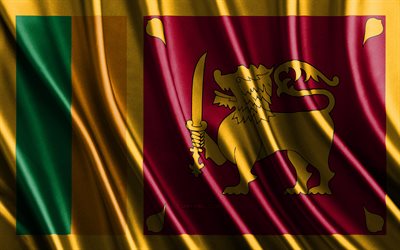 スリランカの国旗, 4k, 絹の 3d 旗, アジアの国, スリランカの日, 3dファブリックウェーブ, スリランカの旗, 絹の波状の旗, アジア諸国, スリランカの国のシンボル, スリランカ, アジア