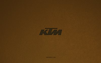 KTM logo, 4k, car logos, KTM emblem, brown stone texture, KTM, popular car brands, KTM sign, brown stone background