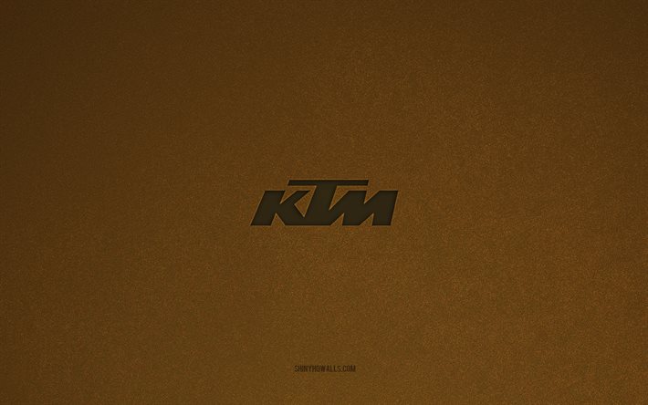 ktm-logo, 4k, autologos, ktm-emblem, braune steinstruktur, ktm, beliebte automarken, ktm-schild, brauner steinhintergrund