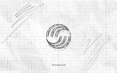 Airbus sketch logo, 4K, checkered paper background, Airbus black logo, brands, logo sketches, Airbus logo, pencil drawing, Airbus