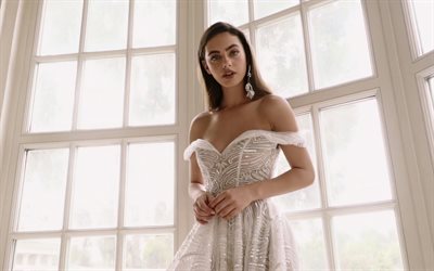 4k, yael shelbia, 2022, modelo de moda israelí, vestido blanco, actriz israelí, mujer hermosa, belleza, yael shelbia sesión de fotos