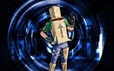 Boxer, 4k, blue abstract background, Fortnite, abstract rays, Boxer Skin, Fortnite Boxer Skin, Fortnite characters, Boxer Fortnite