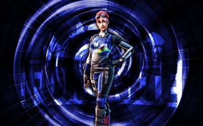 Brilliant Bomber, 4k, blue abstract background, Fortnite, abstract rays, Brilliant Bomber Skin, Fortnite Brilliant Bomber Skin, Fortnite characters, Brilliant Bomber Fortnite