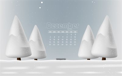 calendrier de décembre 2022, 4k, fond d'hiver, calendriers 2022, paysage d'hiver, décembre, modèle d'hiver, neige