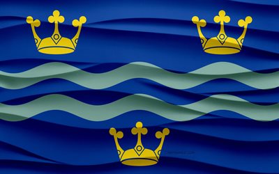 4k, bandera de cambridgeshire, fondo de yeso de ondas 3d, textura de ondas 3d, símbolos nacionales ingleses, día de cambridgeshire, condado de inglaterra, bandera de cambridgeshire 3d, cambridgeshire, inglaterra