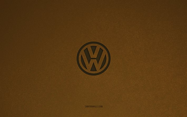 Volkswagen logo, 4k, car logos, Volkswagen emblem, brown stone texture, Volkswagen, popular car brands, Volkswagen sign, brown stone background