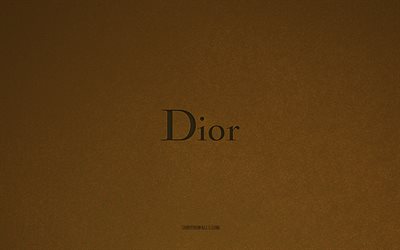 Dior logo, 4k, manufacturers logos, Dior emblem, brown stone texture, Dior, popular brands, Dior sign, brown stone background