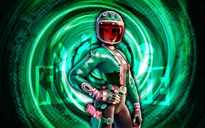 4k, racer jade, fortnite, sfondo a spirale green grunge, skin di jade racer, caratore di jade fortnite, racer jade fortnite, personaggi di fortnite, grunge art, jade racer skin