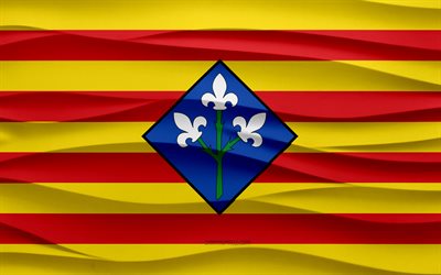 4k, bandeira de lleida, 3d waves gesso de fundo de gesso, bandeira lleida, textura de ondas 3d, símbolos nacionais espanhóis, dia da lleida, províncias espanholas, bandeira 3d lleida, lleida, espanha