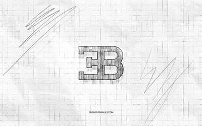 شعار bugatti sketch, 4k, خلفية الورق المتقلب, شعار بوجاتي الأسود, سيارات العلامات التجارية, رسومات شعار, شعار بوجاتي, الرسم بقلم الرصاص, بوجاتي