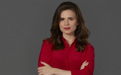 4k, Hayley Atwell, portrait, american actress, photoshoot, red dress, american star, popular actresses