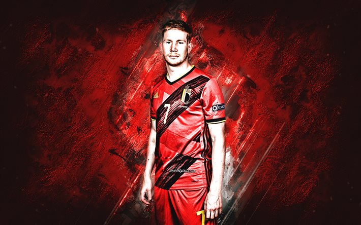 kevin de bruyne, squadra di calcio nazionale belga, calciatore belga, centrocampista attaccante, sfondo di pietra rossa, belga, calcio
