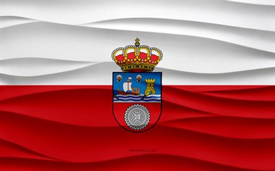 4k, bandeira de cantabria, 3d waves plaster background, bandeira cantabria, textura de ondas 3d, símbolos nacionais espanhóis, dia da cantabria, províncias espanholas, bandeira 3d cantabria, cantábria, espanha