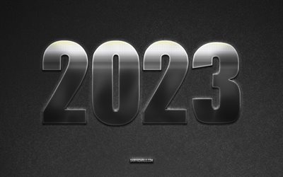 2023 frohes neues jahr, 4k, 2023 schwarzer hintergrund, steintextur, 2023 konzepte, frohes neues jahr 2023, kreative kunst, 2023 steinhintergrund
