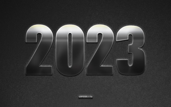 2023 mutlu yıllar, 4k, 2023 siyah arka plan, taş doku, 2023 kavramlar, mutlu yıllar 2023, yaratıcı sanat, 2023 taş arka plan