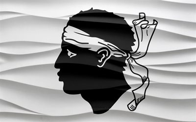 4k, コルシカ島の旗, 3 d 波石膏背景, 3 d 波テクスチャ, フランスの国のシンボル, コルシカ島の日, フランスの州, 3 d のコルシカ島の旗, コルシカ島, フランス